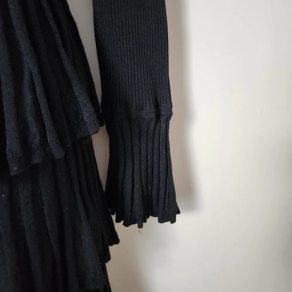 DVF | Sharlynn Wool Blend Tiered Ruffle Bell Long Sleeve Mini Dress - Size M - Picture 6 of 10